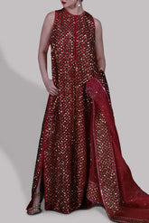 Crimson Radiance – Red Embellished Silk Maxi